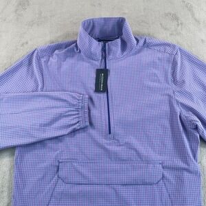 Mizzen Main 1/4 Zip Leeward Pullover Men Small‎ Pink Blue Golf Performance NWT